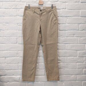 Beige Chinos Pants Women 6 Mid Rise Flat Front Straight Leg Stretch by A New Day